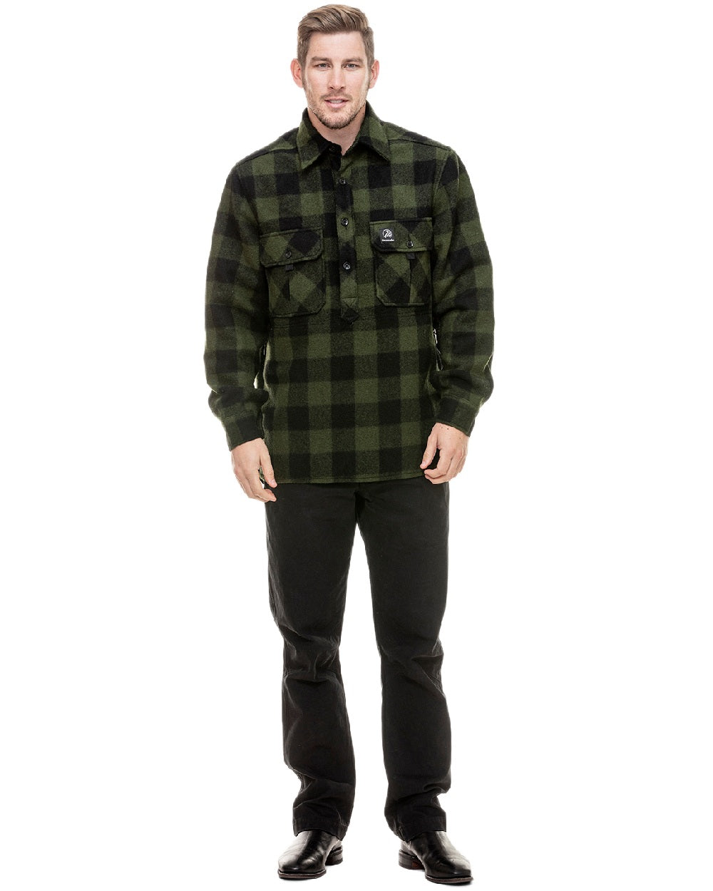 Olive Black Check Coloured Swanndri Mens Ranger Extreme V2 on white background