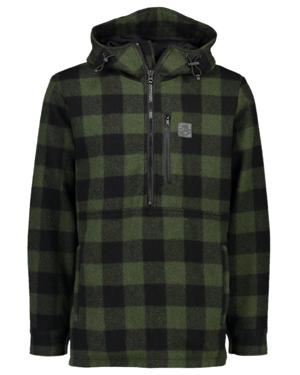 Olive Black Check Coloured Swanndri Mens Reidston Wool Anorak on white background