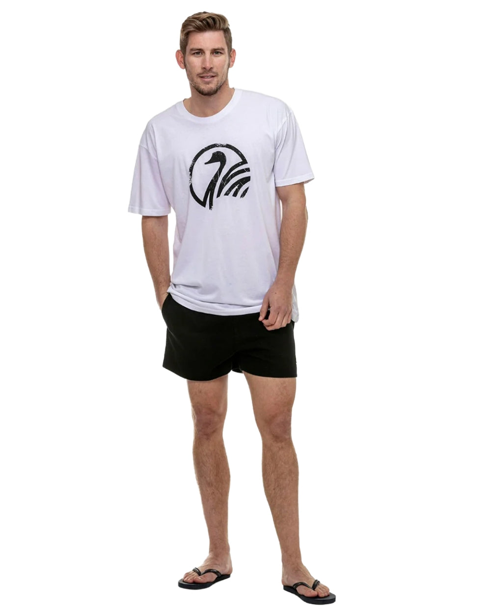 Black Coloured Swanndri Mens Rugby Short on white background