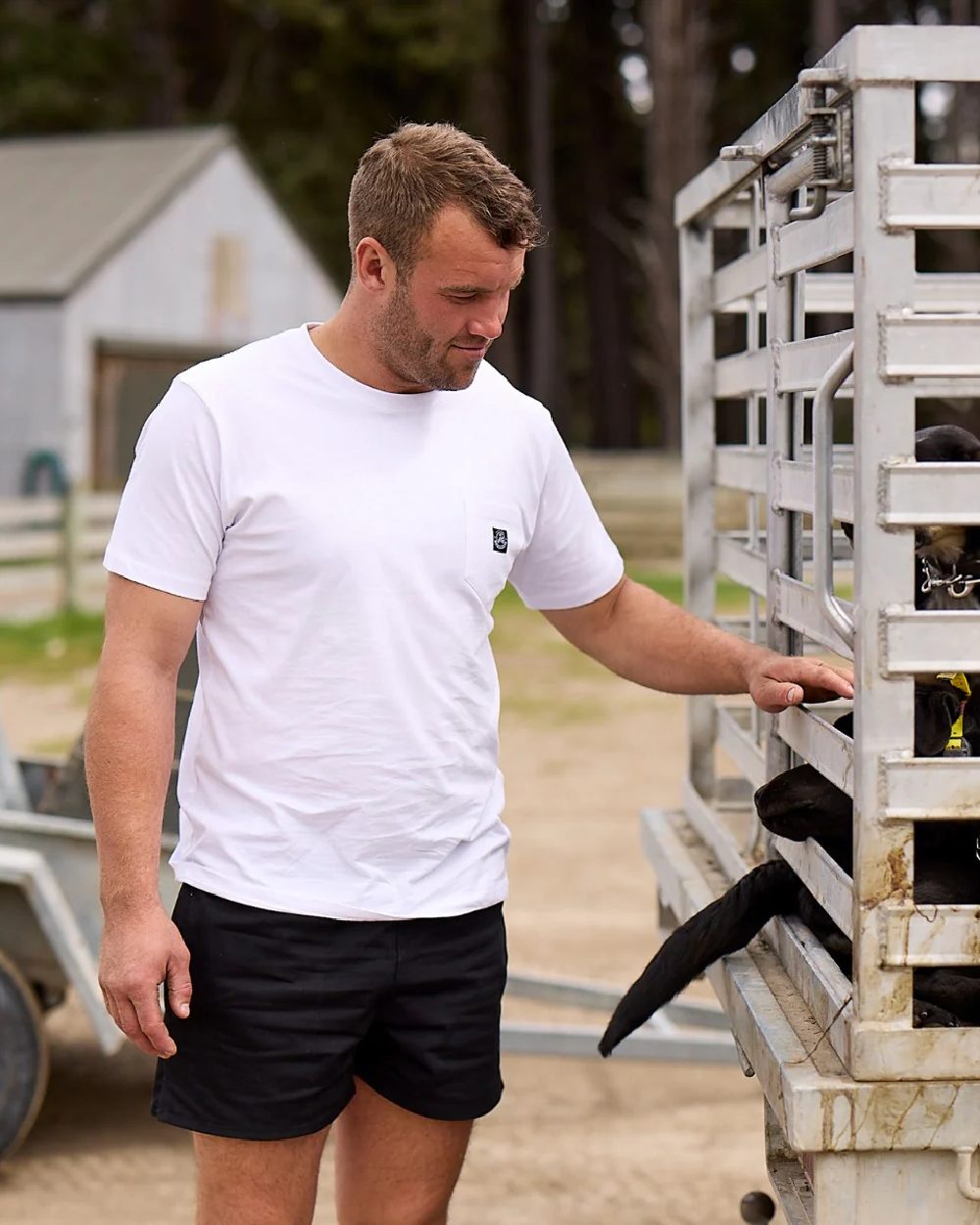 Black Coloured Swanndri Mens Rugby Short on outdoor background