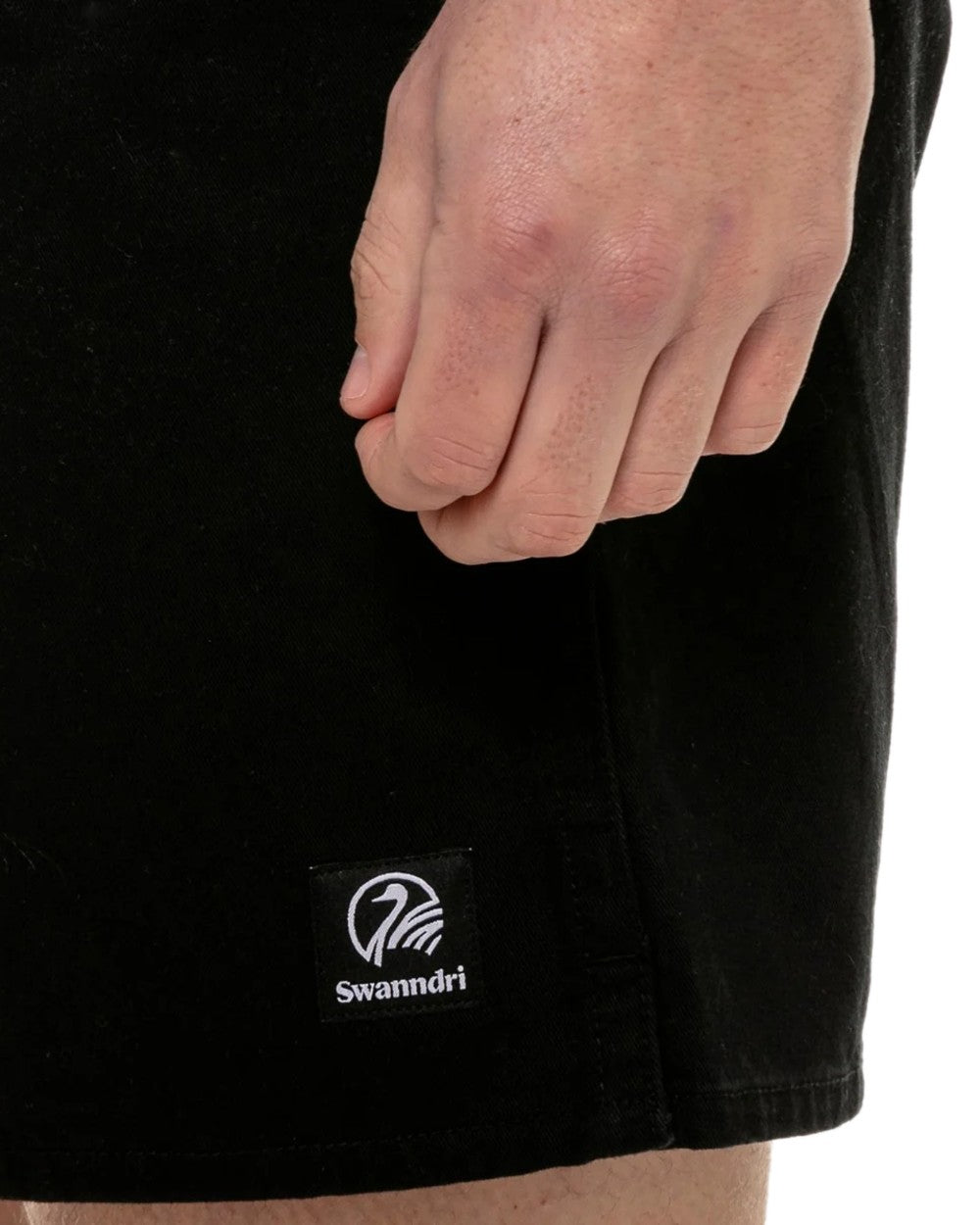 Black Coloured Swanndri Mens Rugby Short on white background