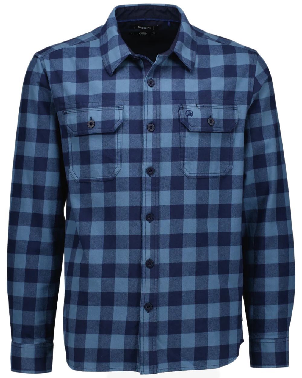 Oceanview Navy Coloured Swanndri Mens Taranaki Tailor Long Sleeve Shirt on white background