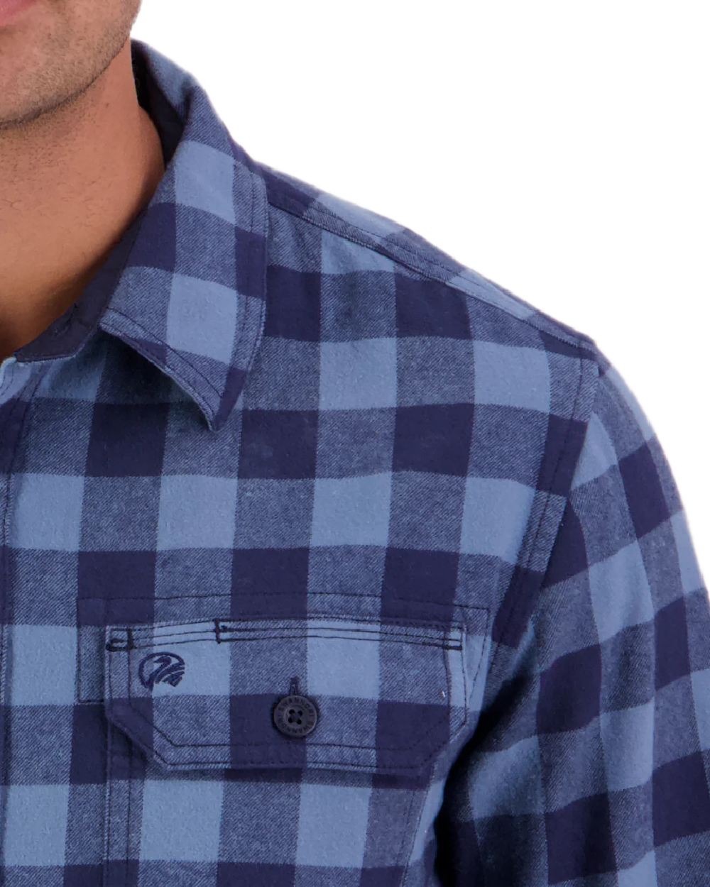 Oceanview Navy Coloured Swanndri Mens Taranaki Tailor Long Sleeve Shirt on white background