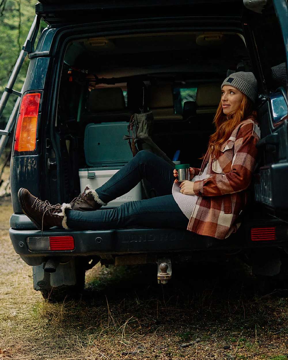 Chelsea Check Coloured Swanndri Womens Anchorage V2 Wool Shirt Jacket on outdoor background