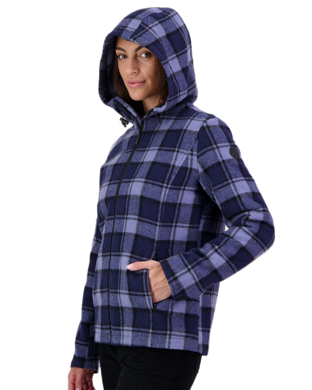 Rhode Island Check Coloured Swanndri Womens Seattle V2 Wool Hooded Sweater on white background