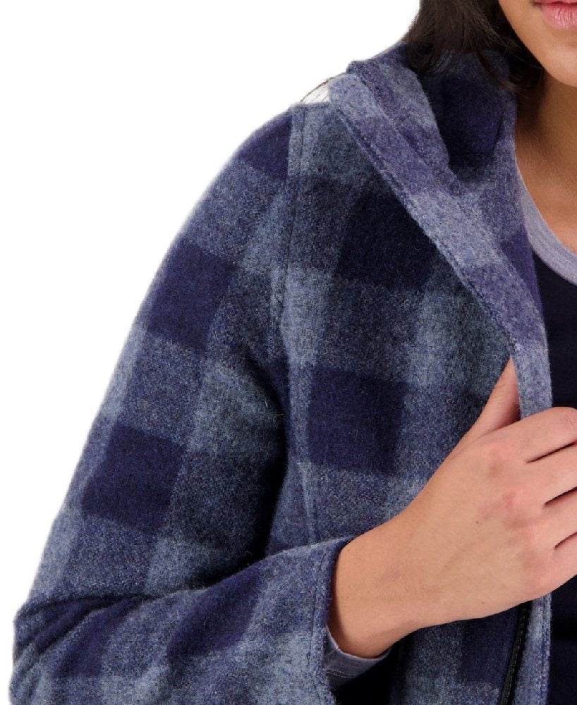 Ocean Check Coloured Swanndri Womens Seattle V2 Wool Hoodie on white background