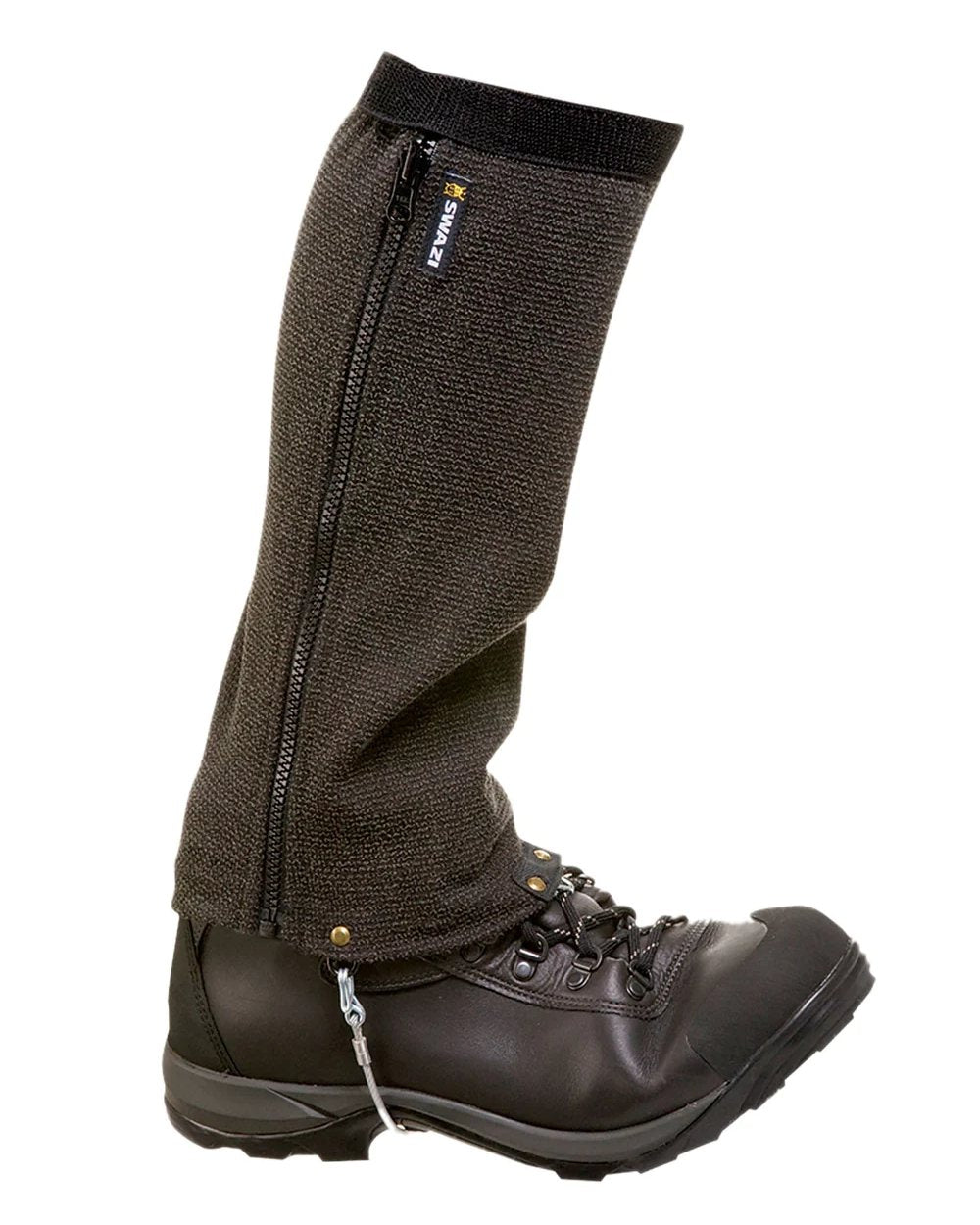 Black Coloured Swazi Ali-Gaiters on white background