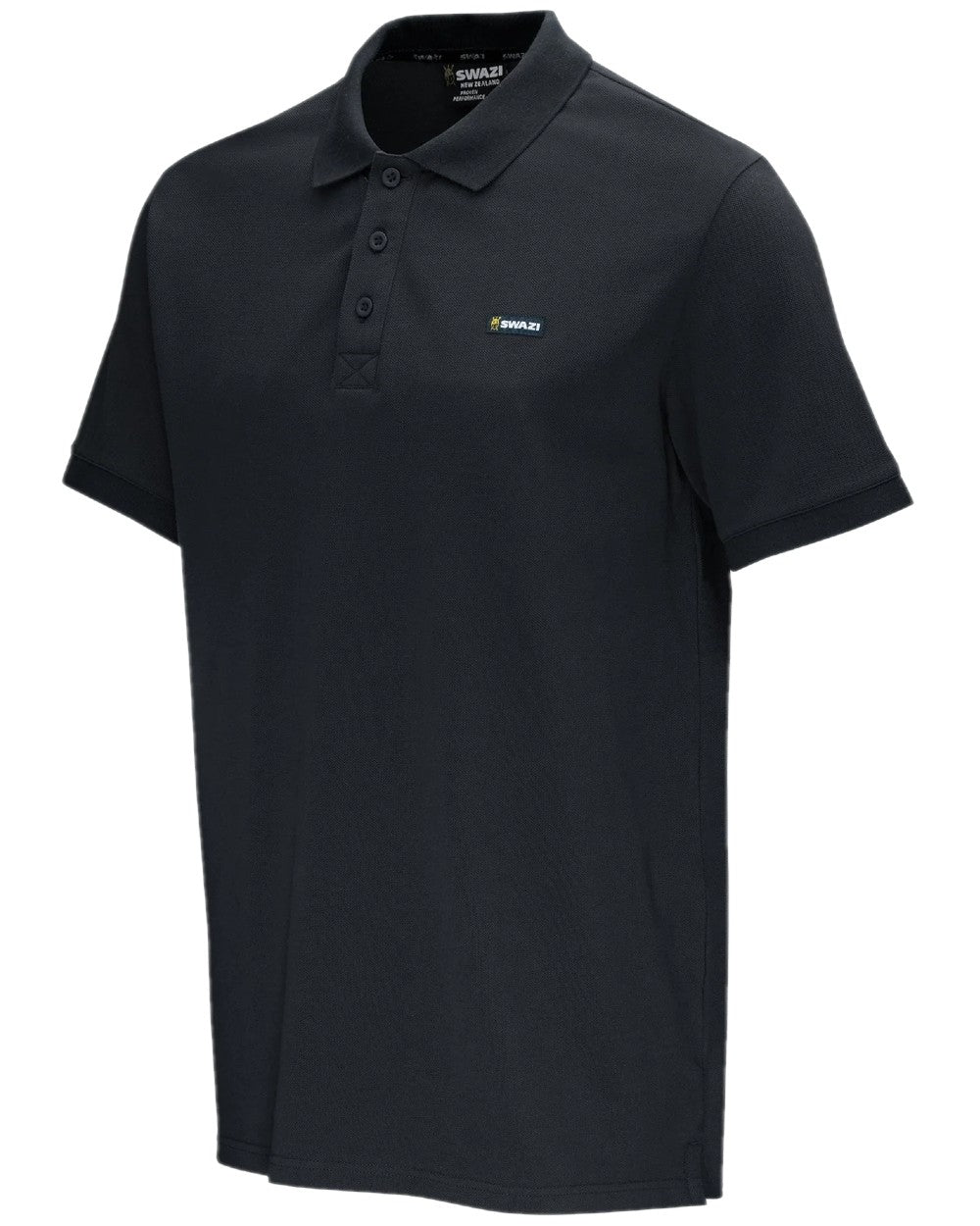 Black Colour Swazi Mens Polo Shirt on white background