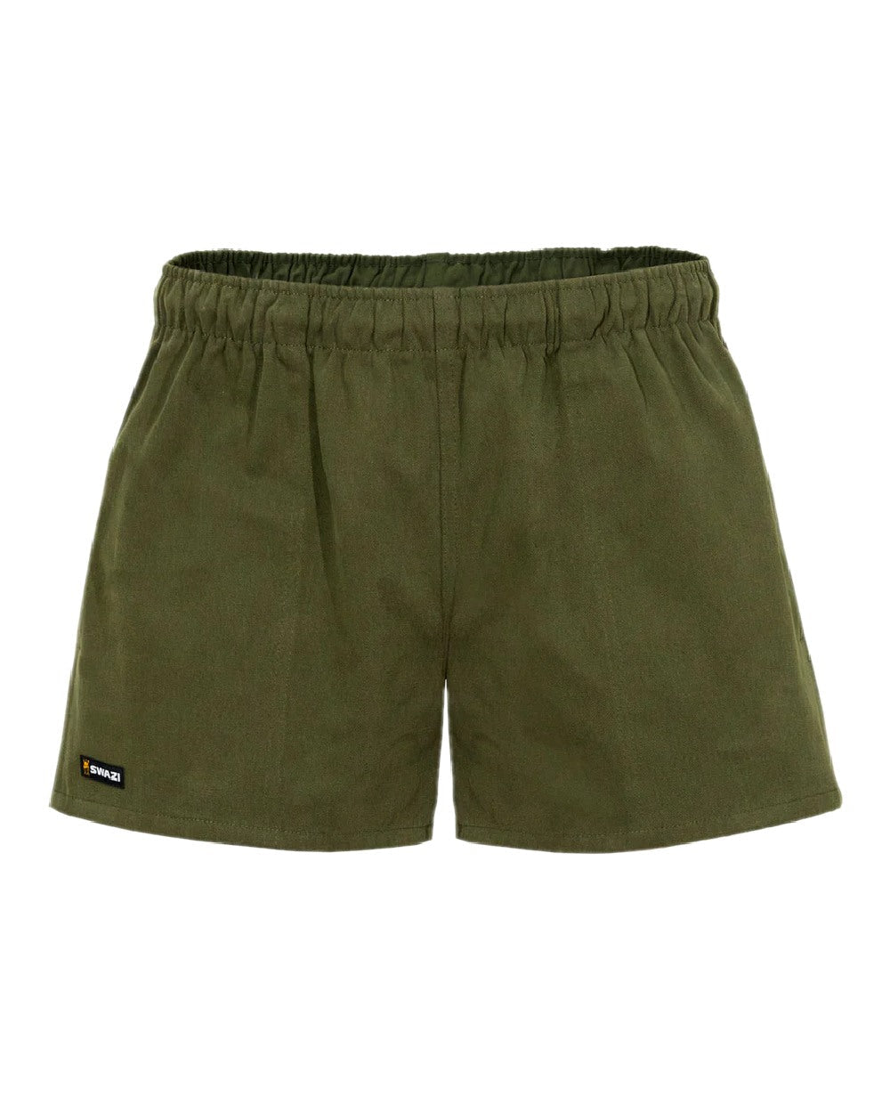 Olive Coloured Swazi Moley Shorts on white background