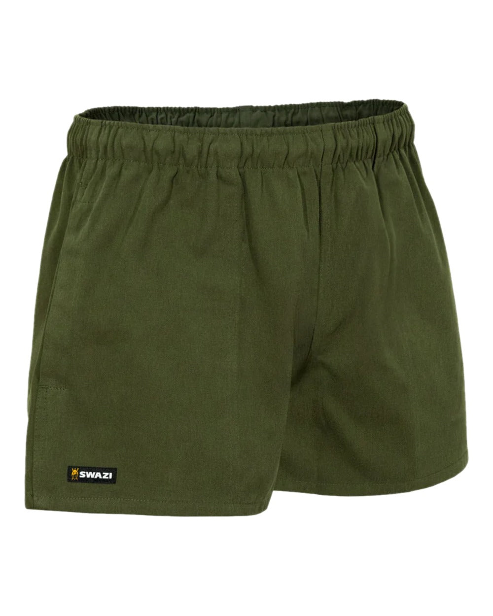 Olive Coloured Swazi Moley Shorts on white background