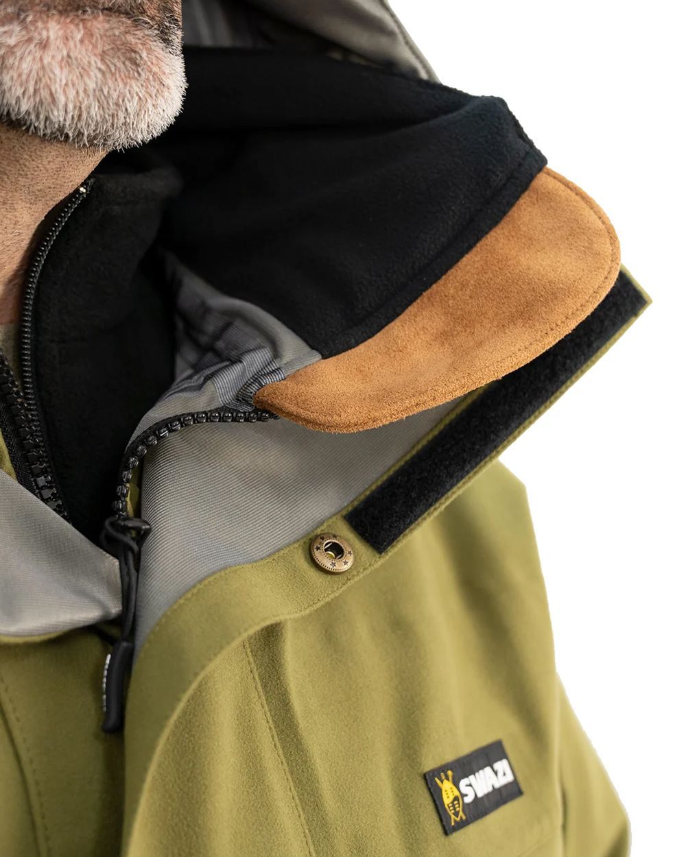 Tussock Green Coloured Swazi Wapiti Xp Jacket On A White Background