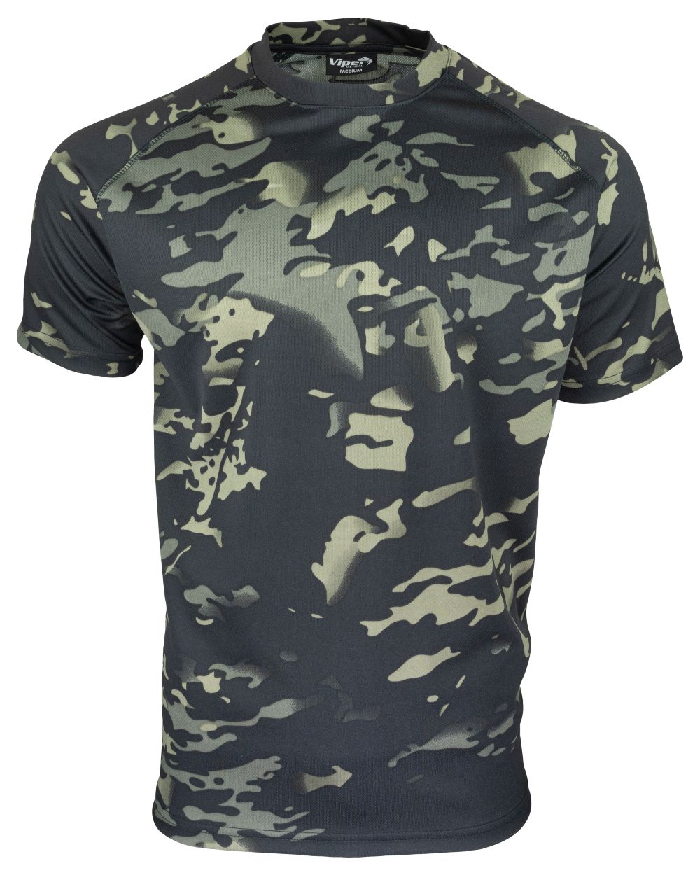 VCAM Black Coloured Viper Mesh-Tech T-Shirt on white background