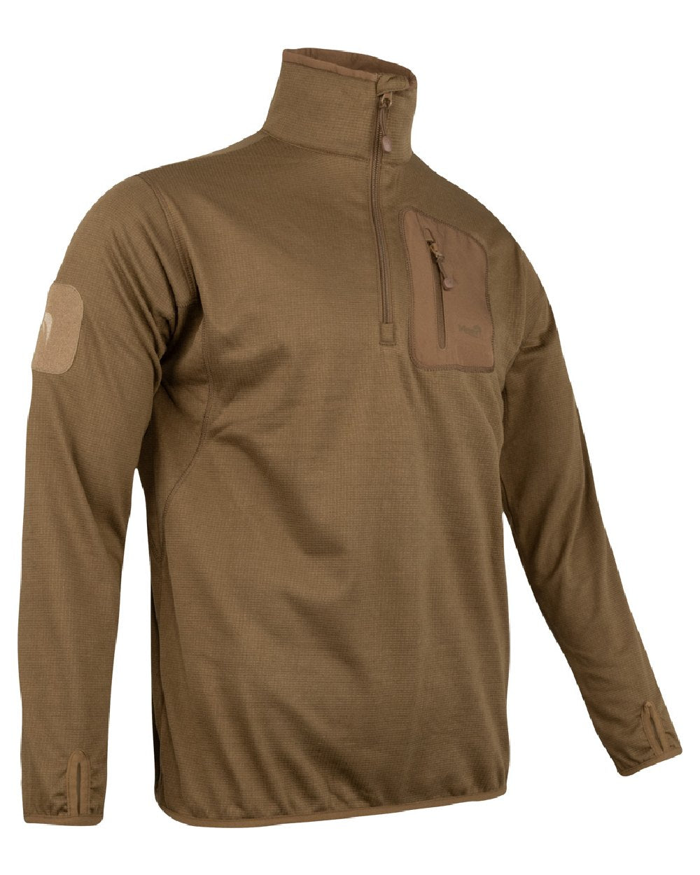 Coyote Coloured Viper Technical Mid Layer Fleece Top on white background