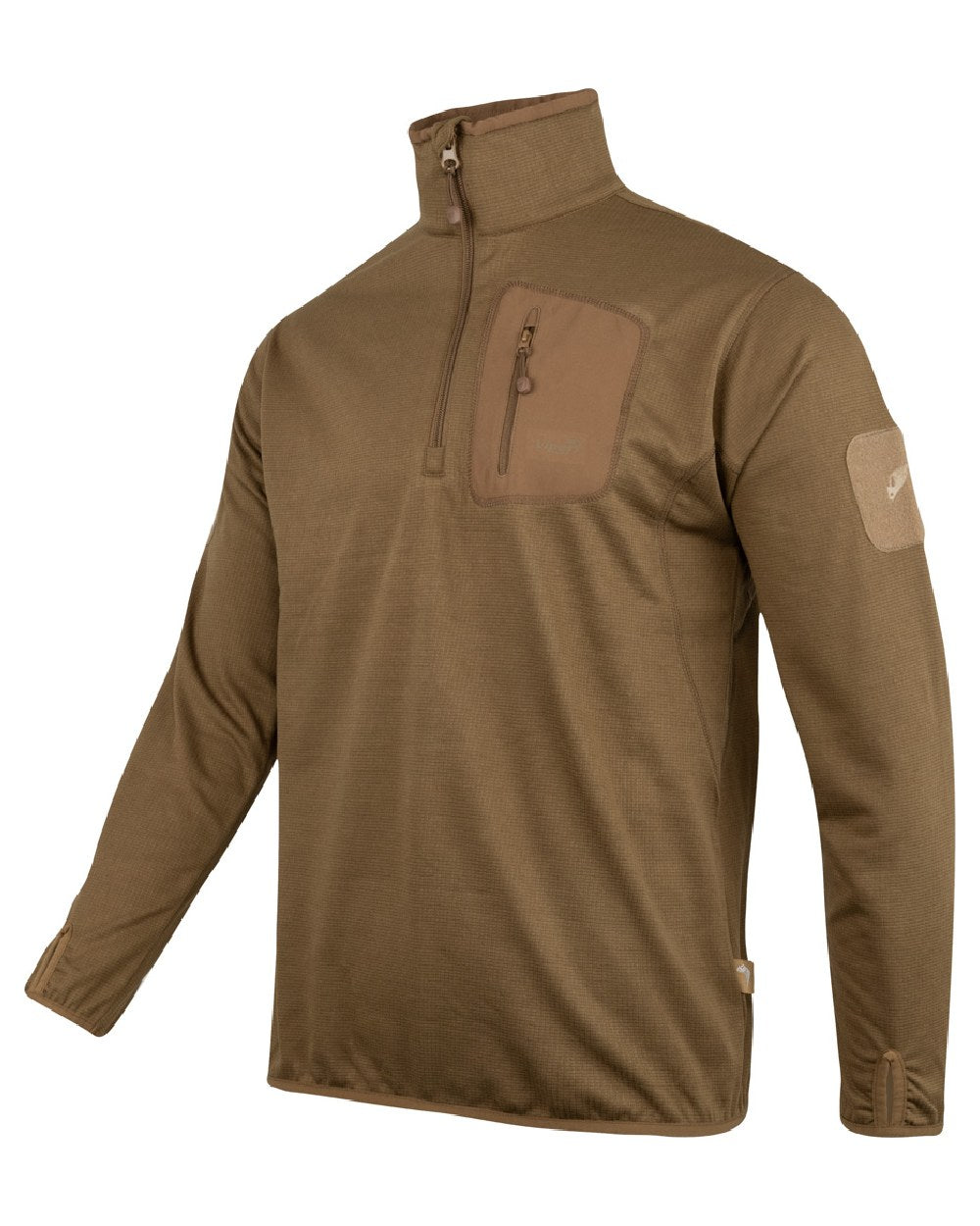 Coyote Coloured Viper Technical Mid Layer Fleece Top on white background