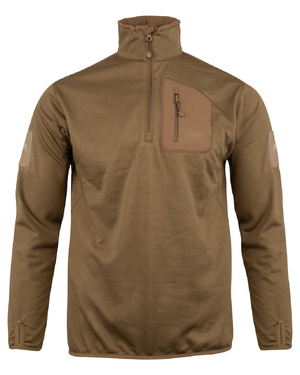 Coyote Coloured Viper Technical Mid Layer Fleece Top on white background