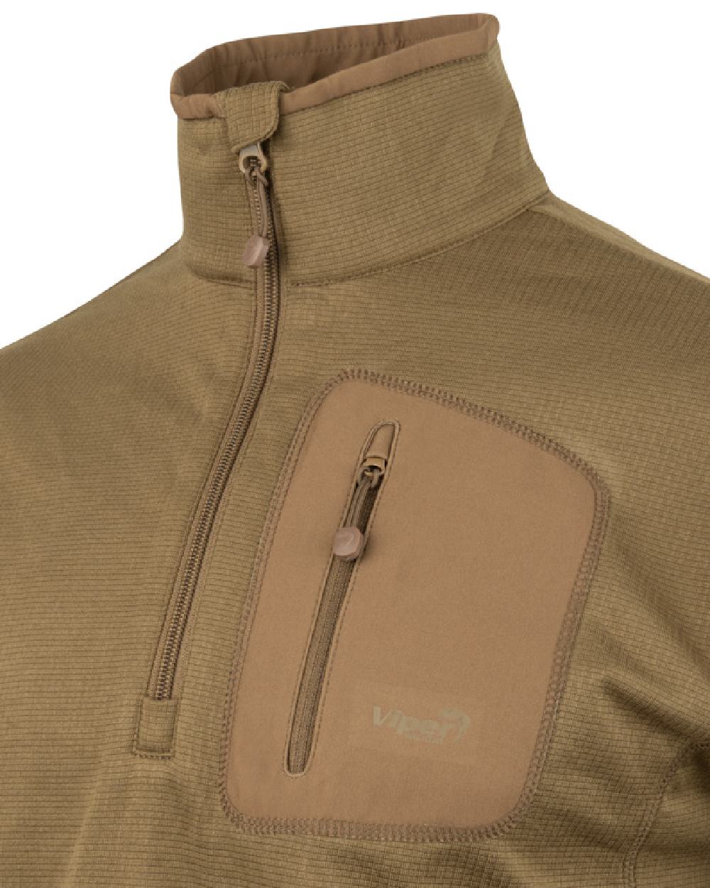 Coyote Coloured Viper Technical Mid Layer Fleece Top on white background