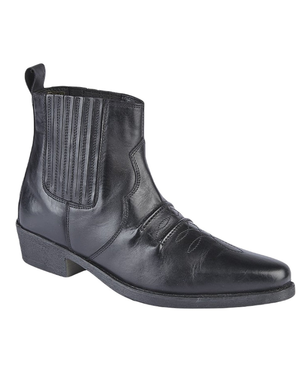 Woodland Nebraska Leather Western Ankle Boot In Black