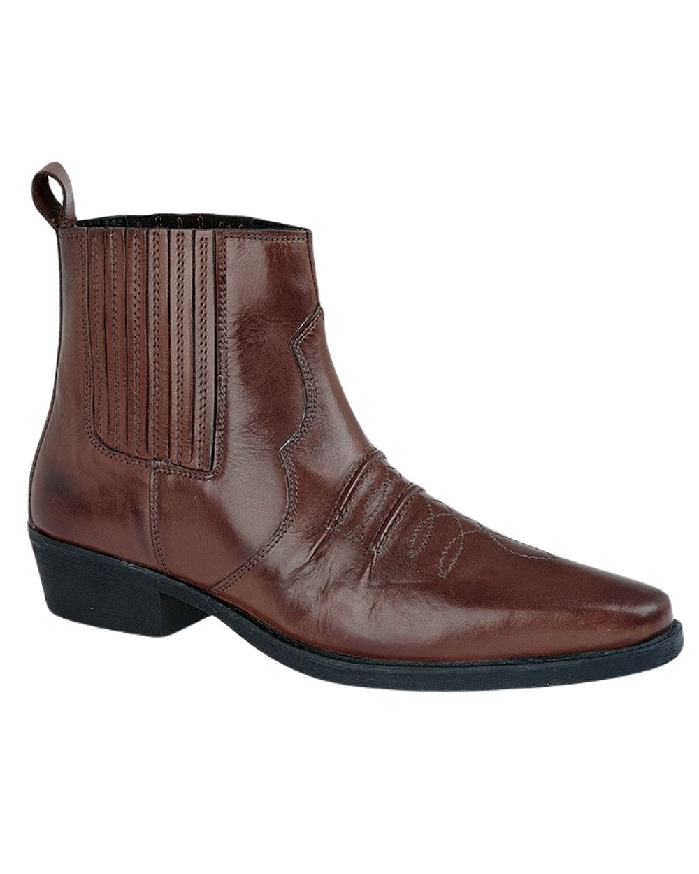 Woodland Nebraska Leather Western Ankle Boot In Brown