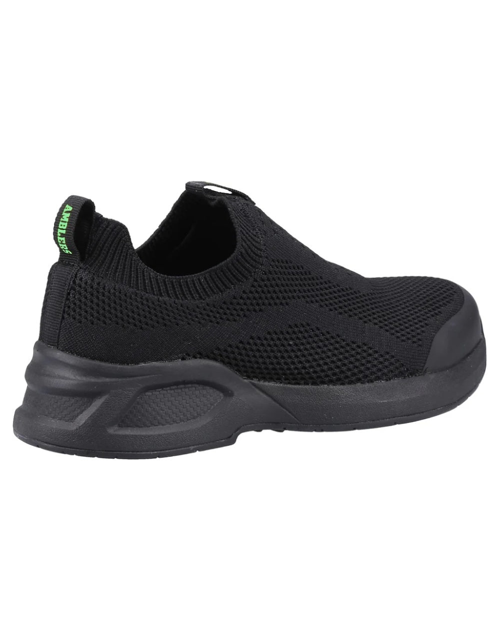 Black coloured Amblers Safety AS609 Fleur Safety Trainers on a white background