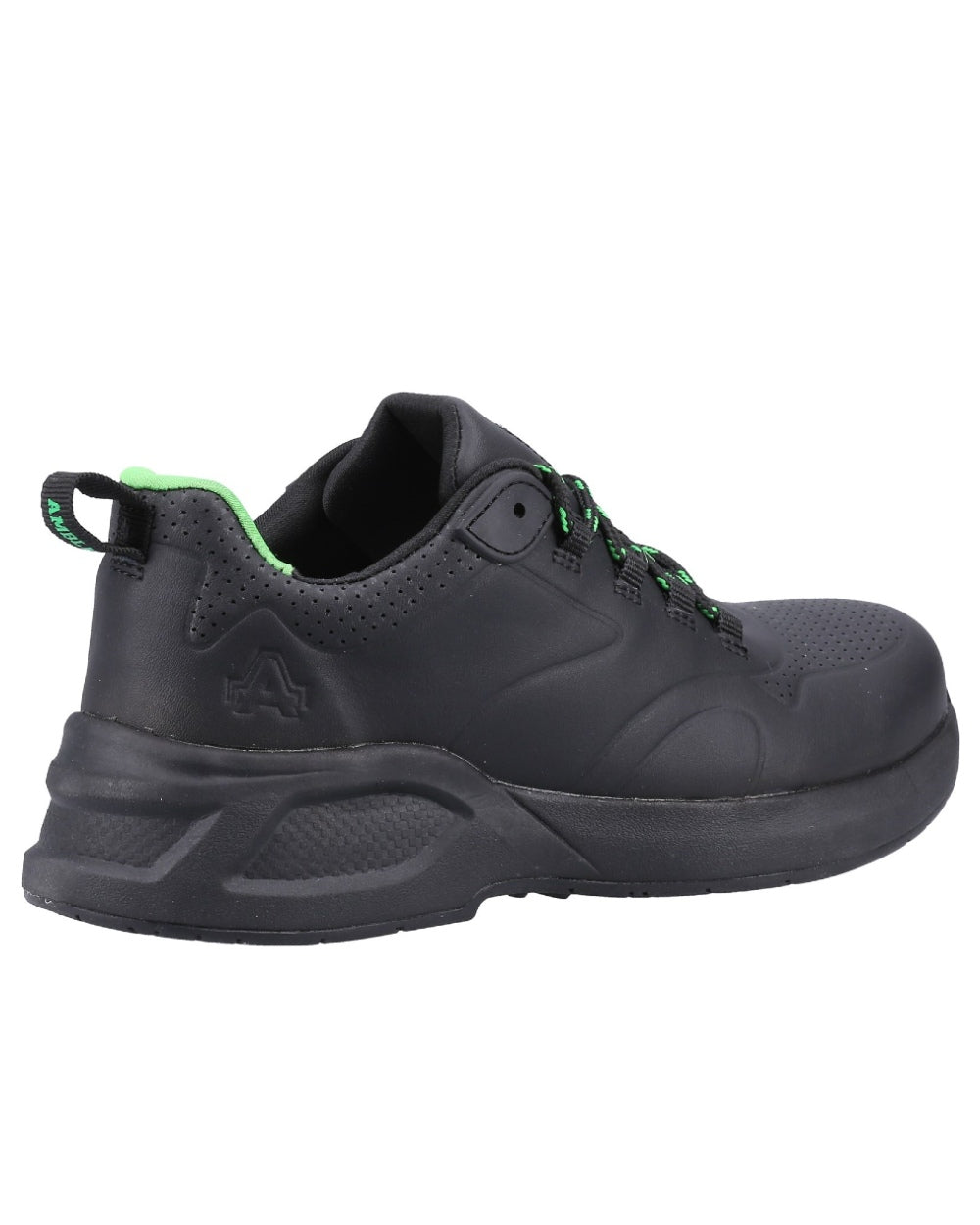 Black coloured Amblers Safety AS612 Fern Safety Trainers on a white background