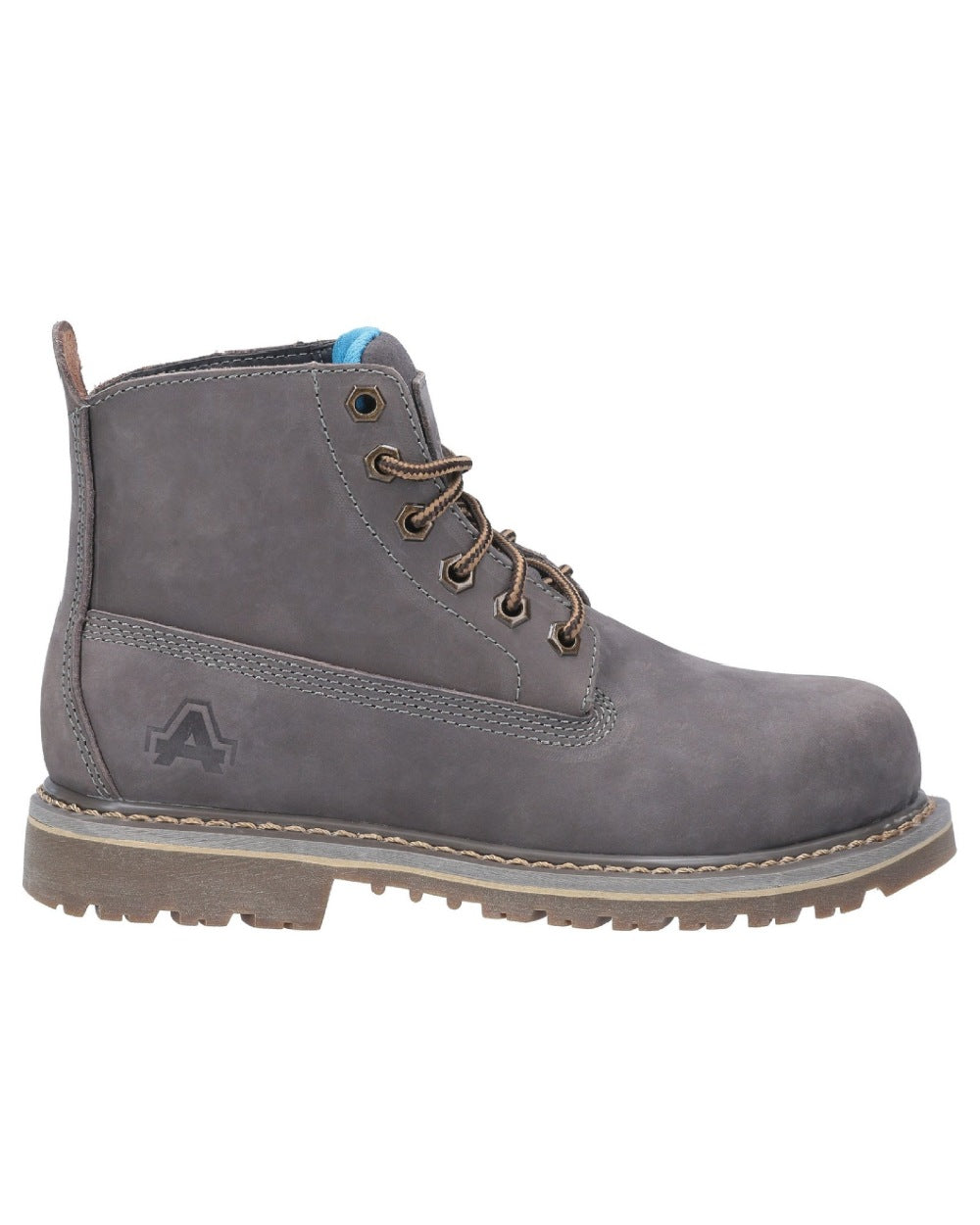 Grey Coloured Amblers Safety AS105 Mimi Safety Boots on white background