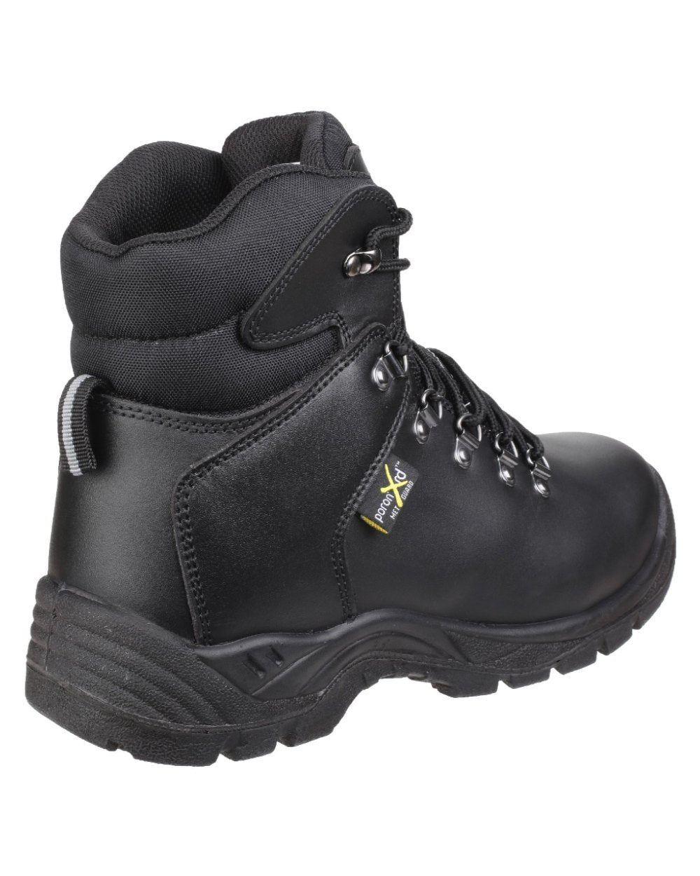Black Coloured Amblers Safety AS335 Poron XRD Internal Metatarsal Safety Boots on a white background