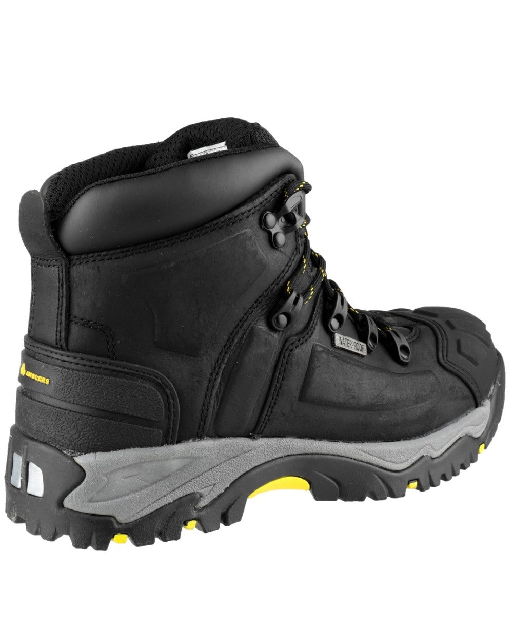 Black Coloured Amblers Safety AS803 Waterproof Wide Fit Safety Boots on a white background