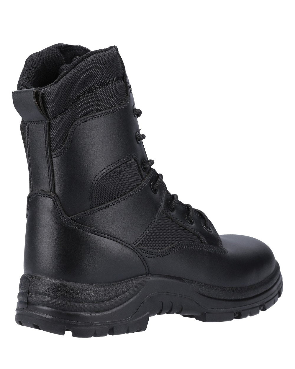 Black Coloured Amblers Safety FS009C Hi-leg Safety Boots on a white background