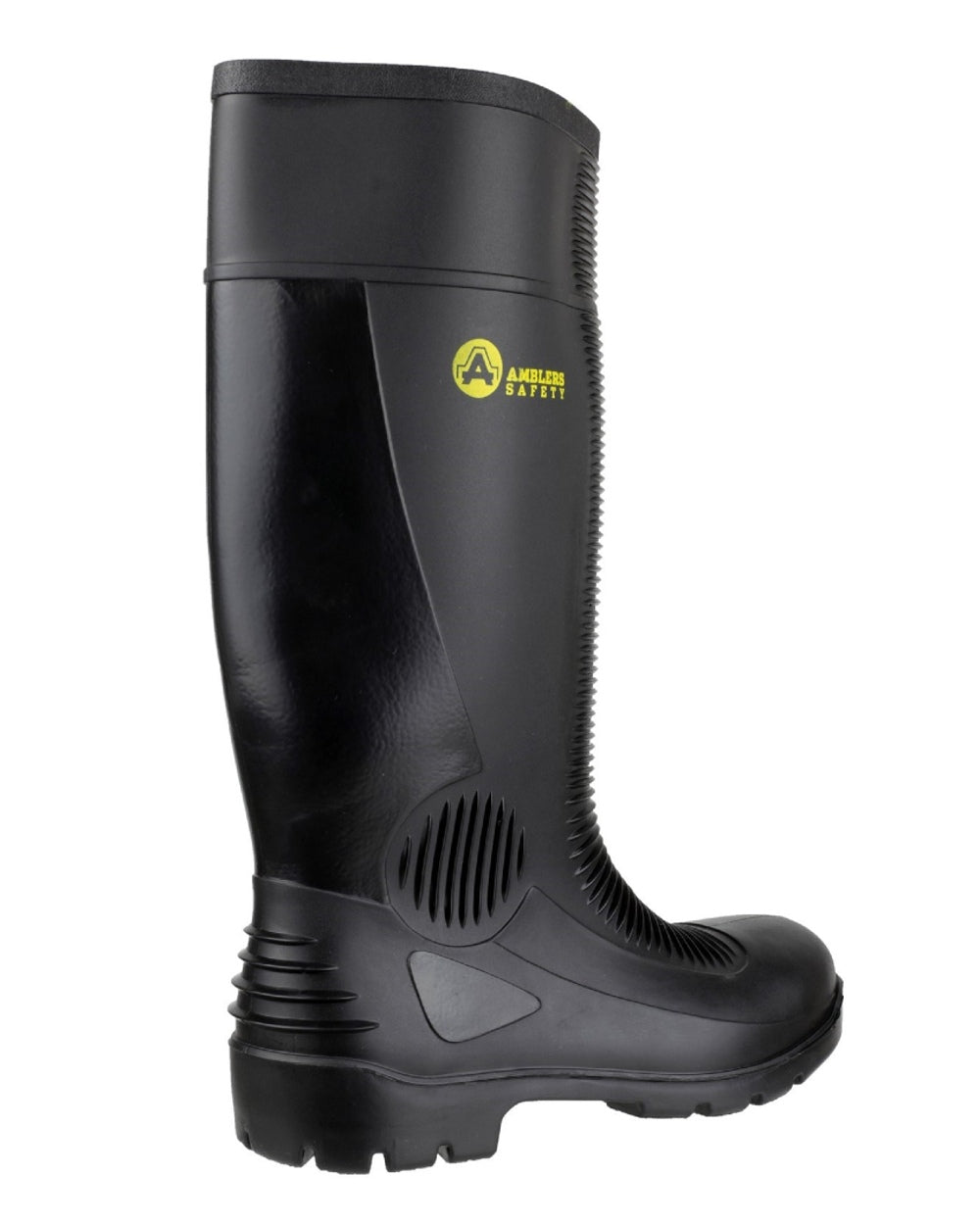 Black Coloured Amblers Safety FS100 Construction Safety Wellington on a white back ground