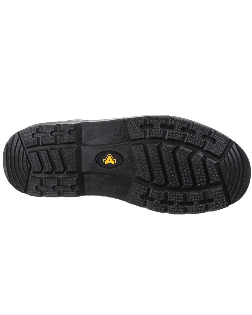 Black Coloured Amblers Safety FS112 Safety Boots Sole on a white background
