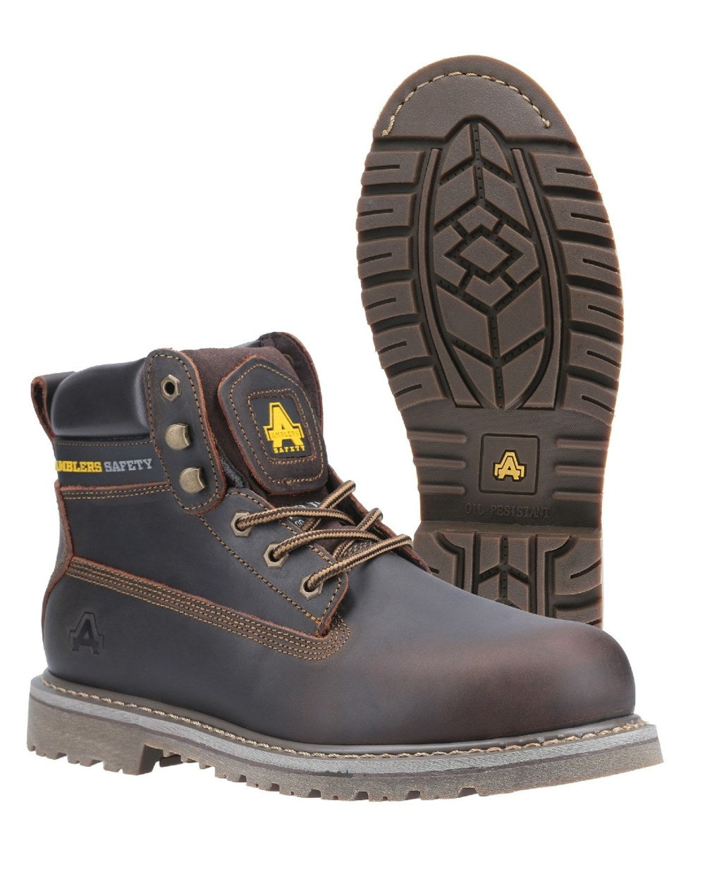 Brown Coloured Amblers Safety FS164 Industrial Safety Boots on a white background
