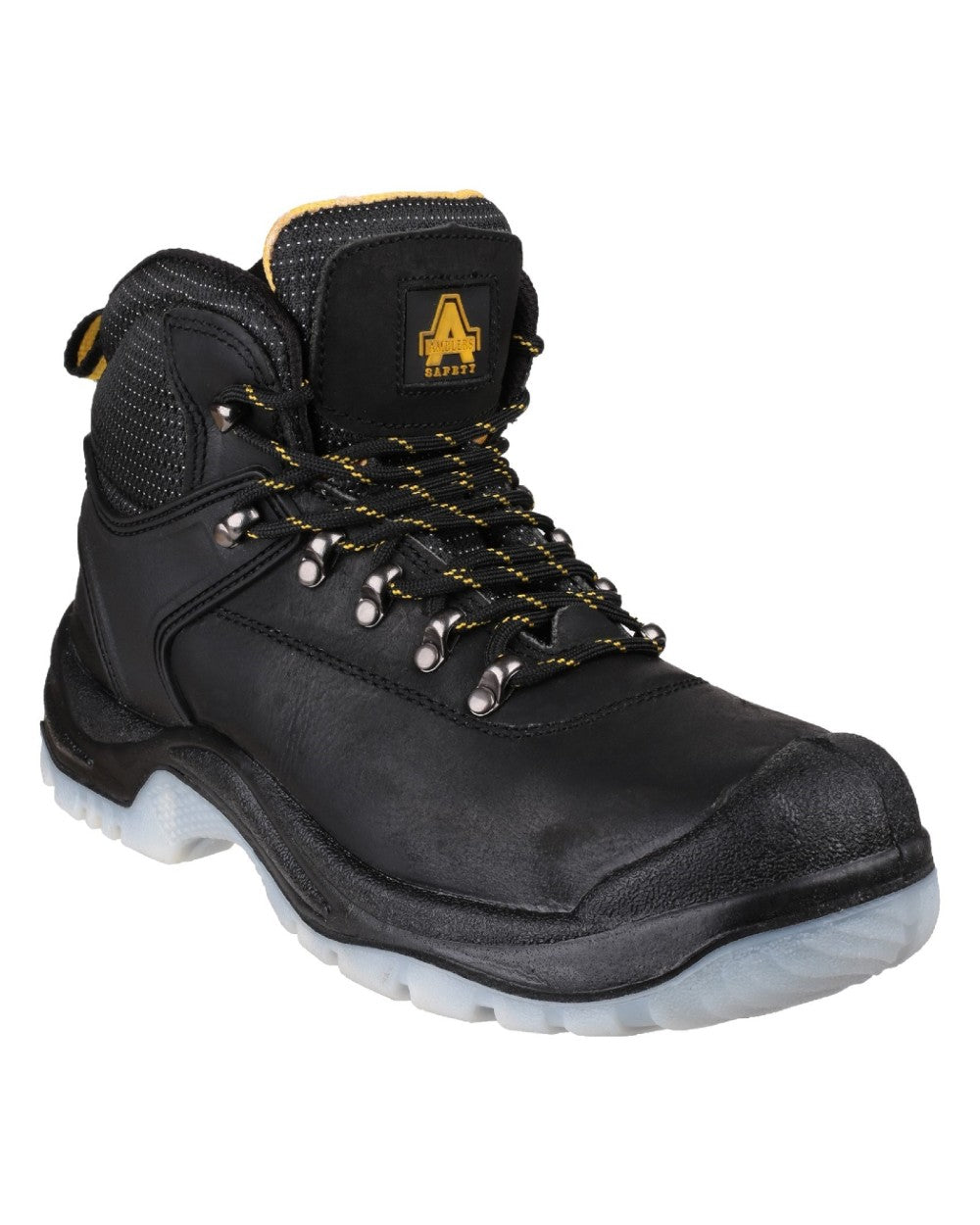 Black Coloured Amblers Safety FS199 Hiker Safety Boots on a white background