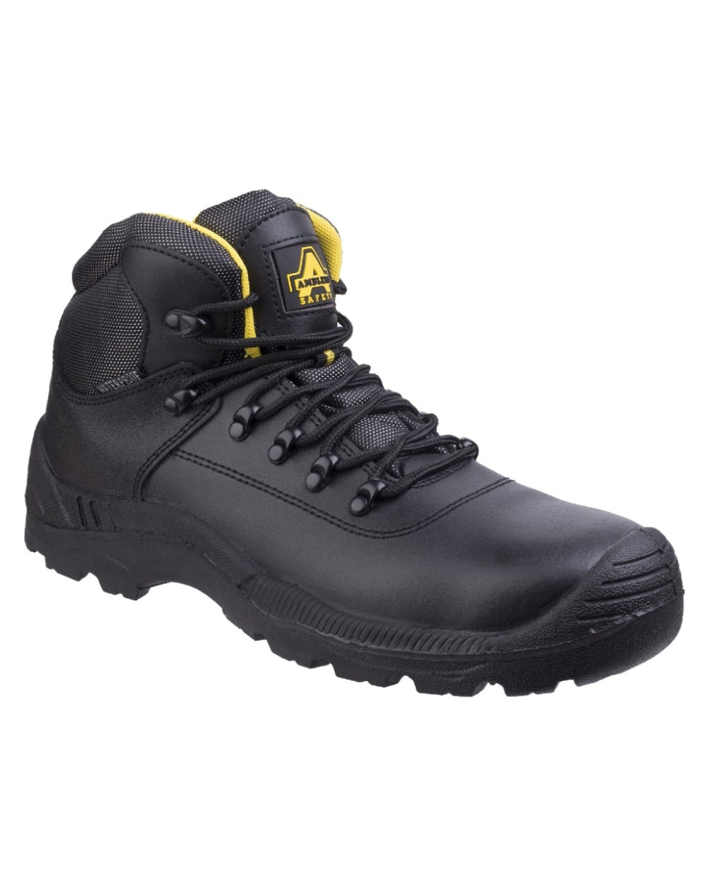 Black Coloured Amblers Safety FS220 Safety Boots on a white background