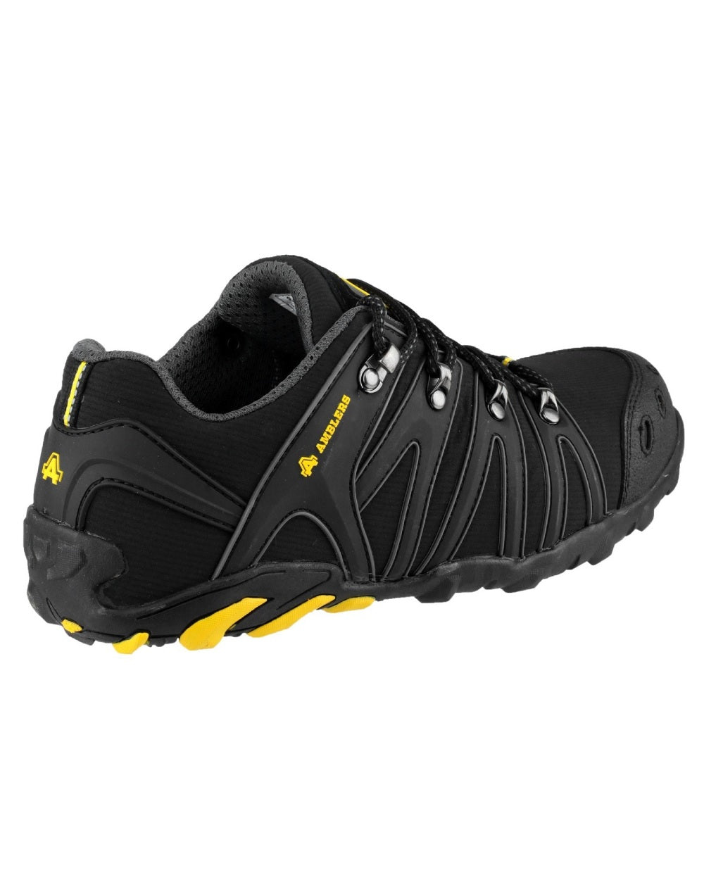 Black Coloured Amblers Safety FS23 Soft Shell Safety Trainer on a white background