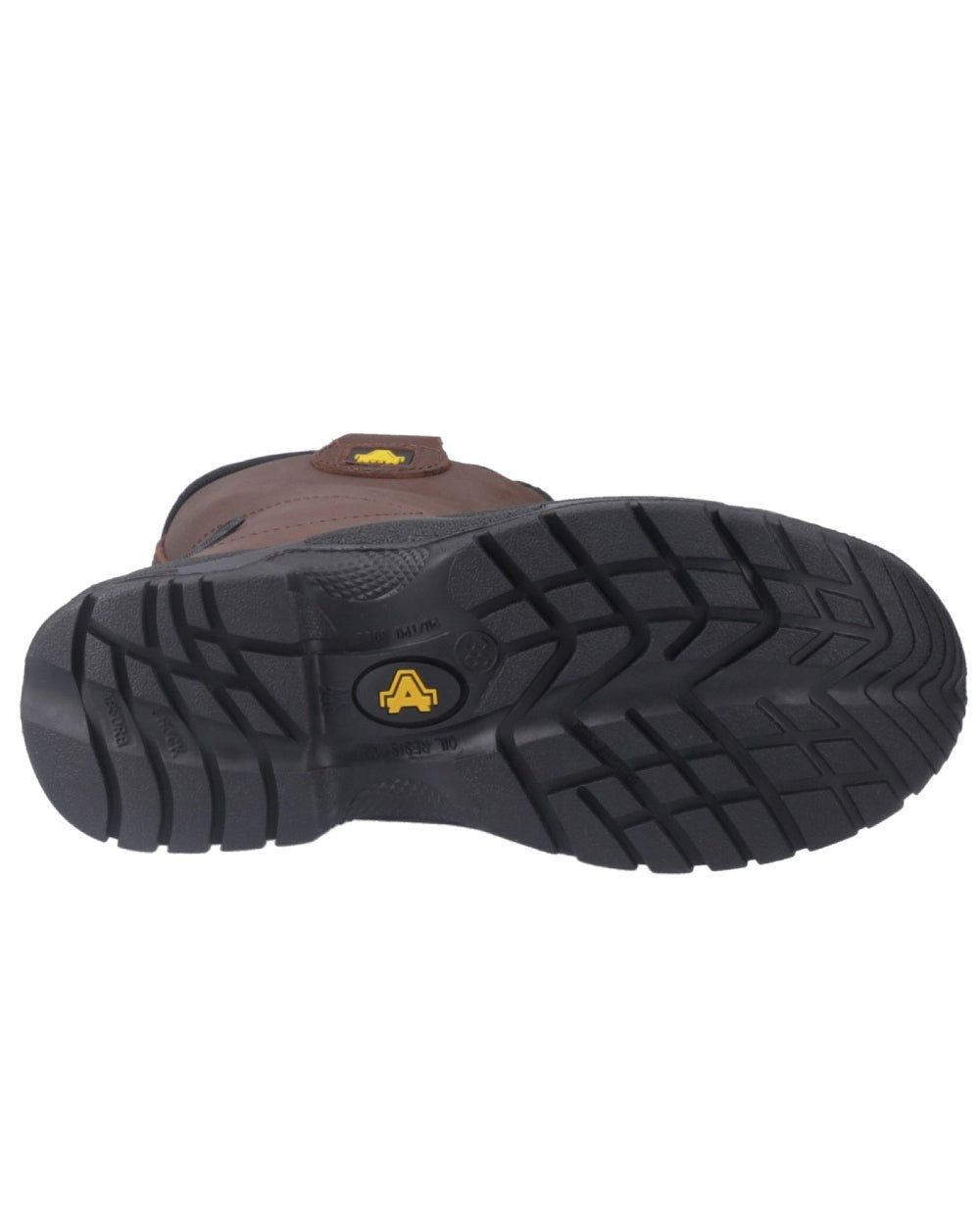 Brown Coloured Amblers Safety FS245 Antistatic Pull On Safety Rigger Boots Sole on a white background