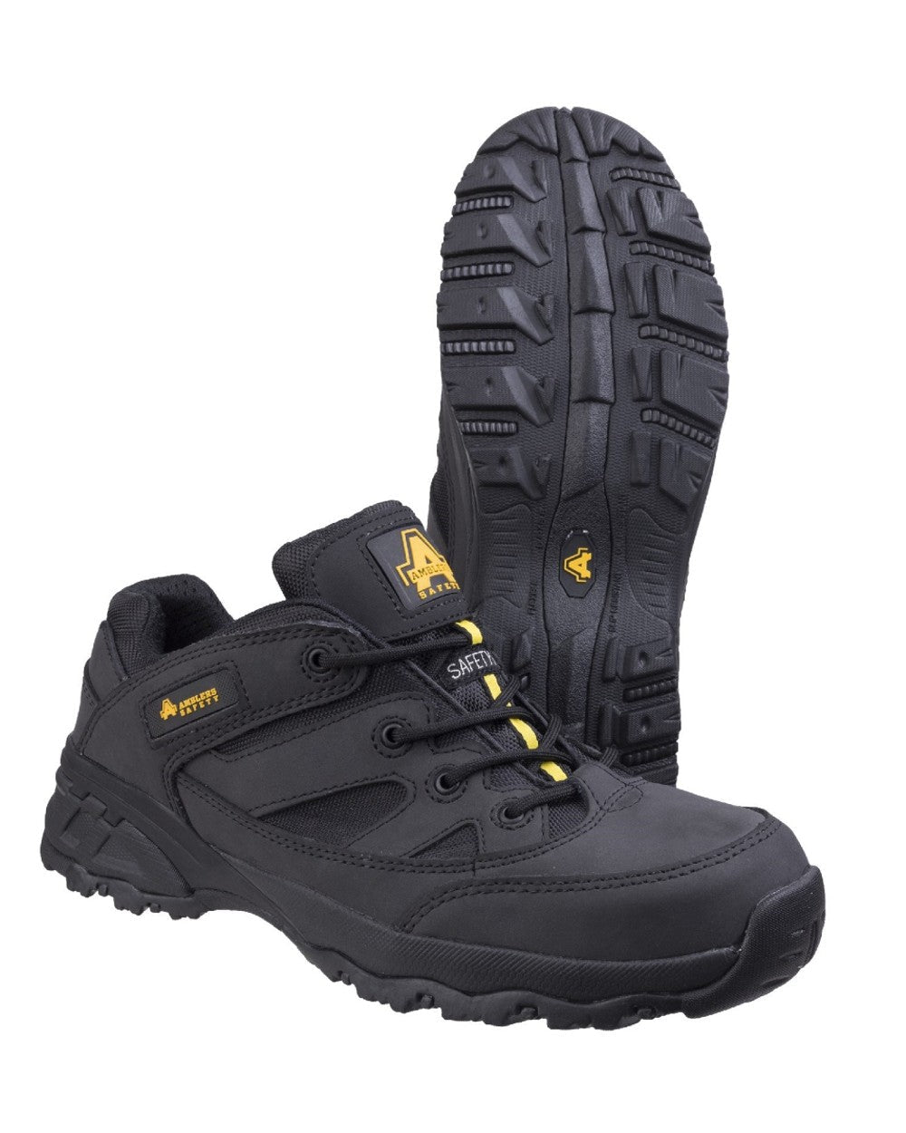 Black Coloured Amblers Safety FS68C Fully Composite Metal Free Safety Trainer on a white background