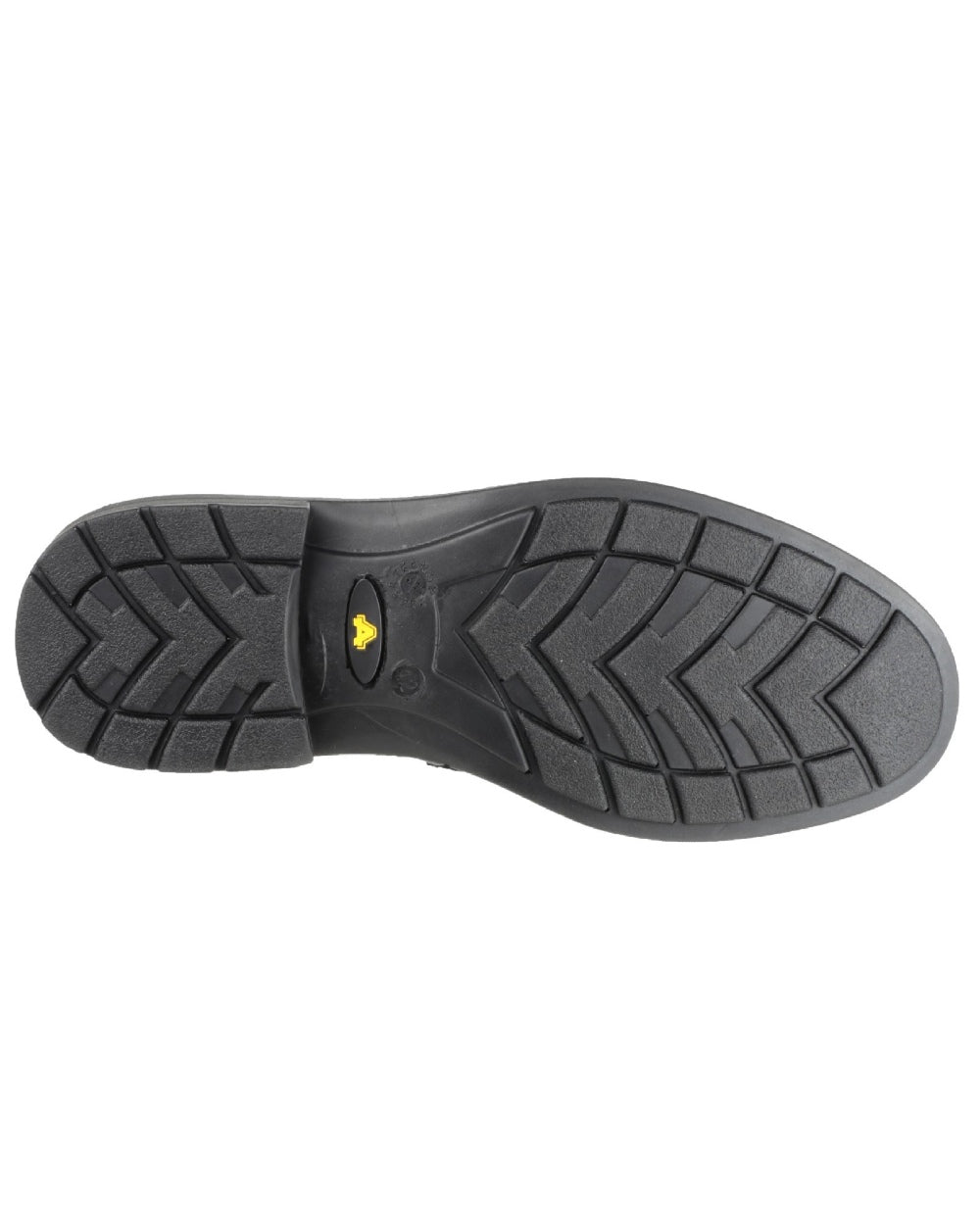 Black Coloured Amblers Safety Mens FS46 Safety Shoes Soles on a white background
