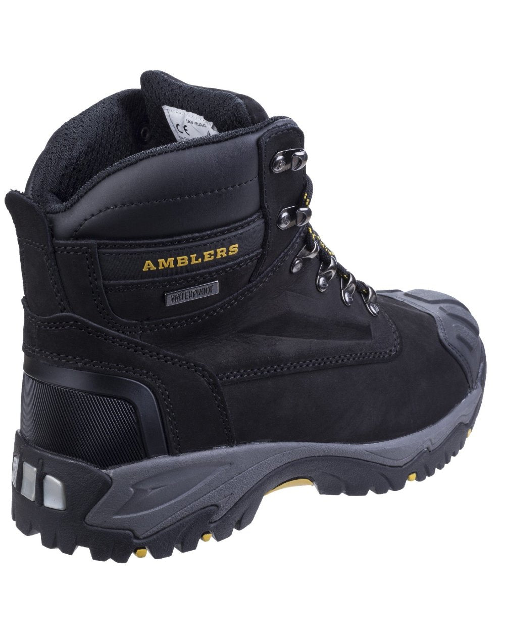 Black Coloured Amblers Safety Mens FS987 Waterproof Safety Boots on a white background