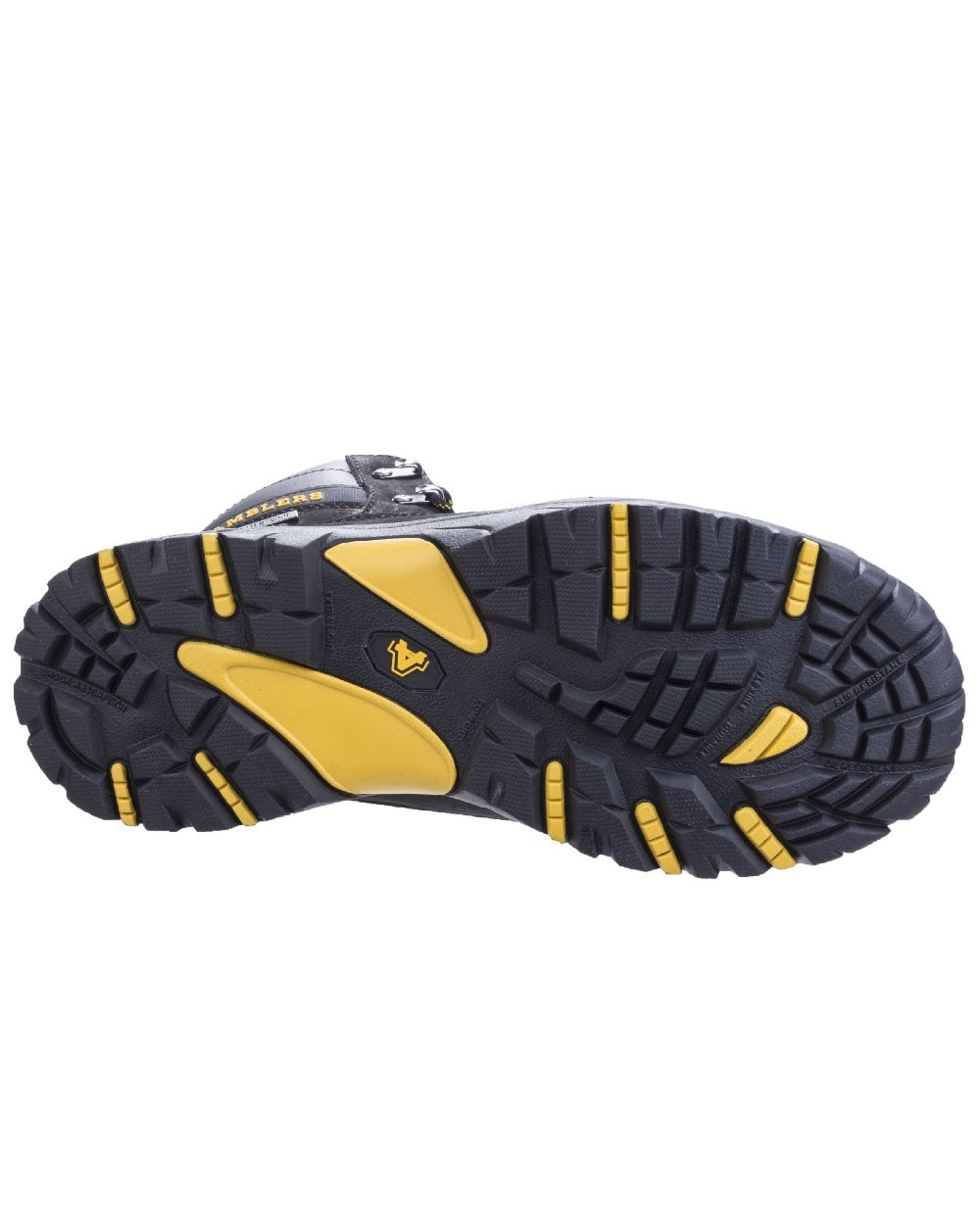 Black Coloured Amblers Safety Mens FS987 Waterproof Safety Boots Sole on a white background
