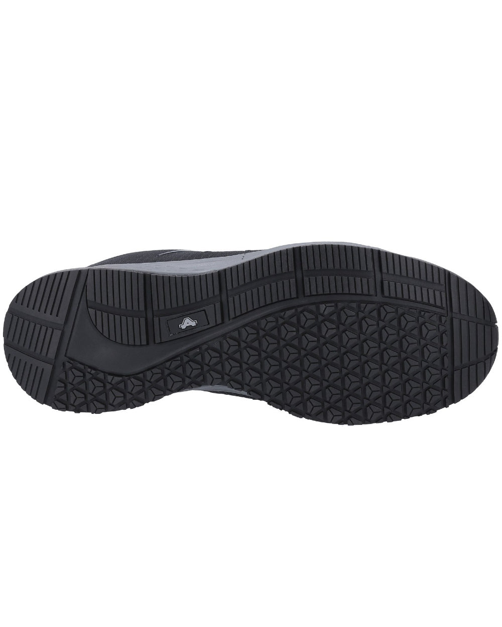 Black Coloured Amblers Safety Mens Womens AS717C Safety Trainer Sole on a white background