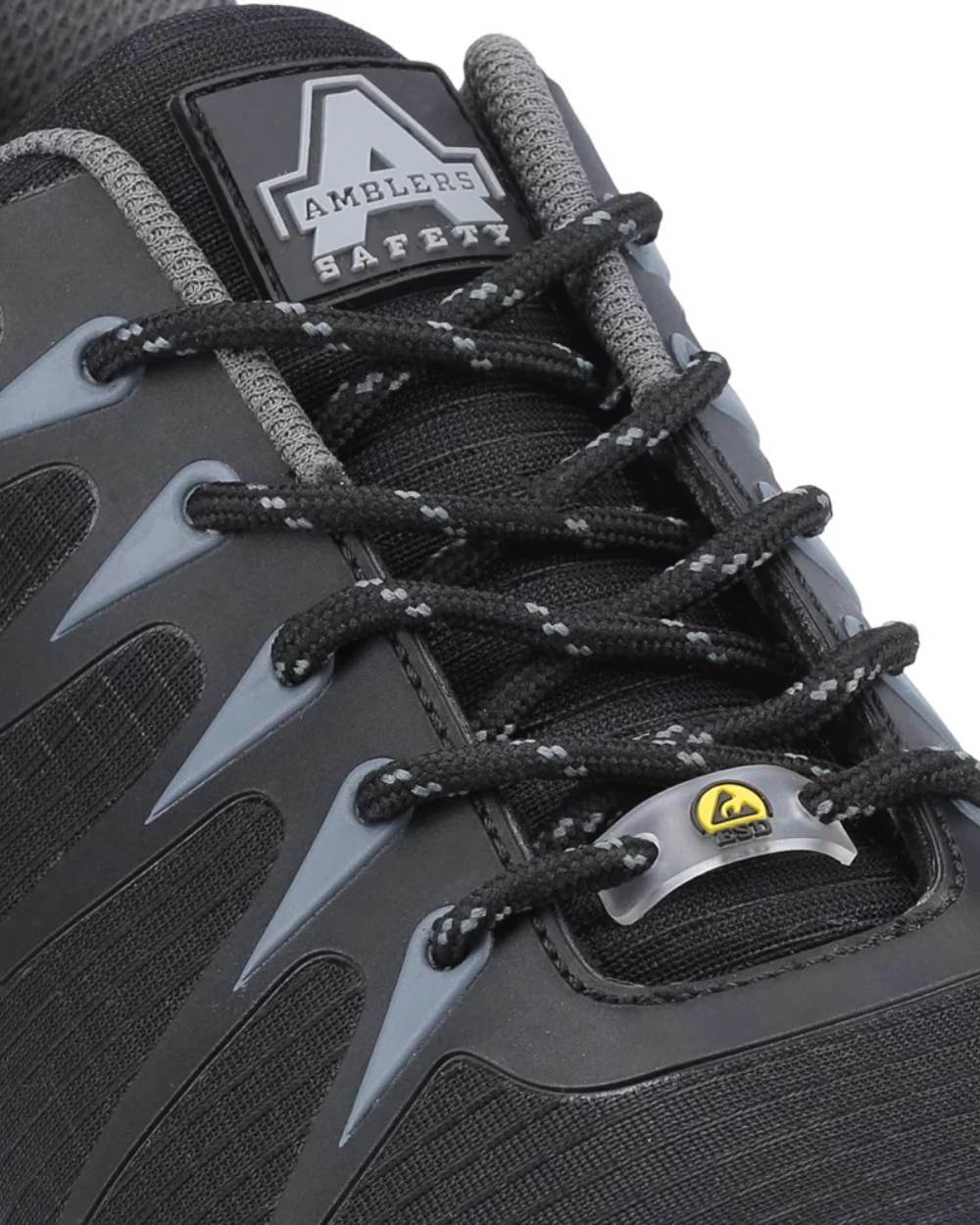 Black Coloured Amblers Safety Mens Womens AS717C Safety Trainer on a white background