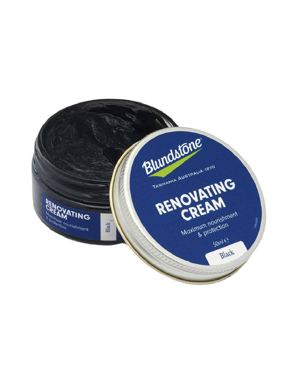 Black Coloured Blundstone Renovating Cream On A White Background