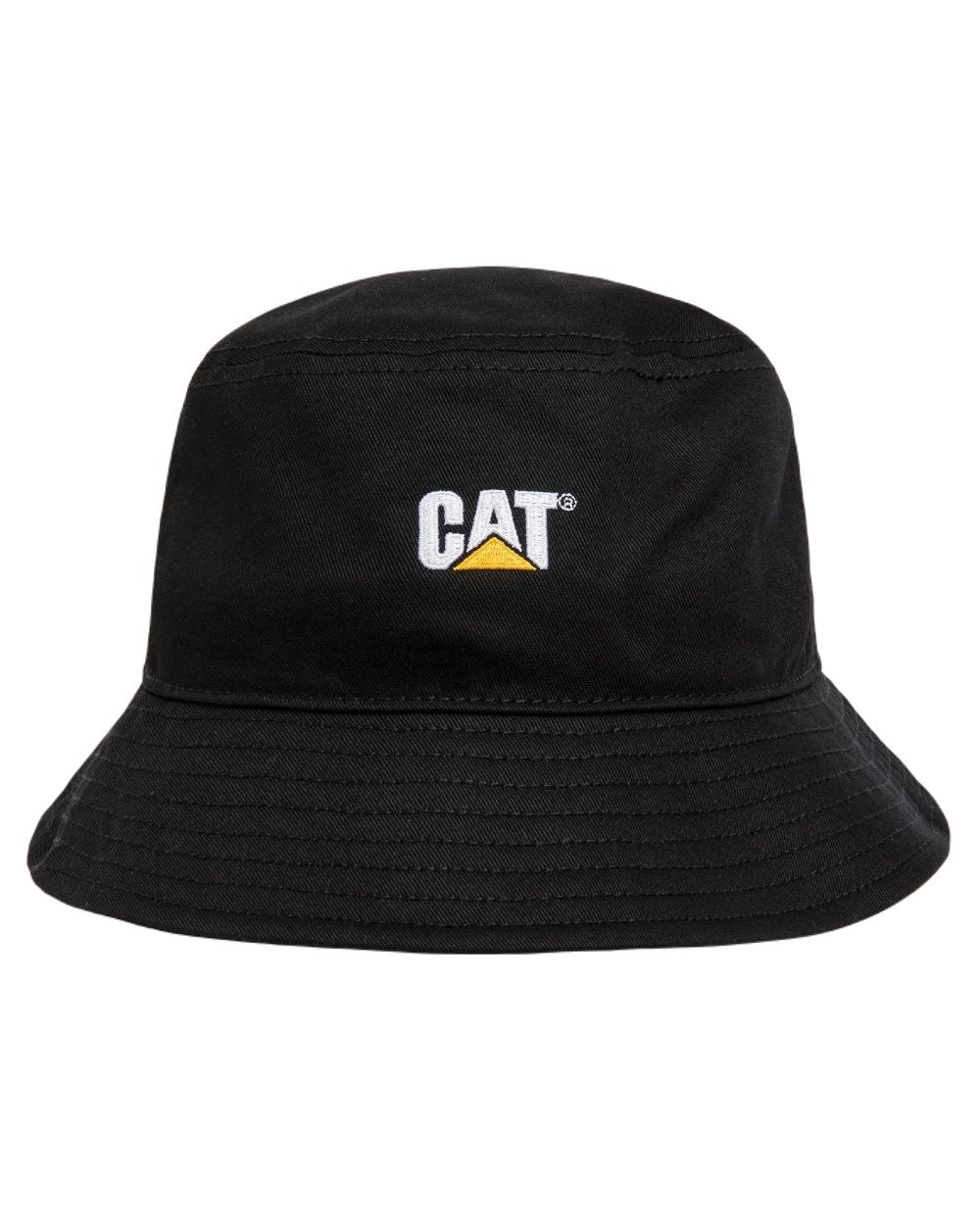 Black Coloured Caterpillar Bucket Hat on White Background
