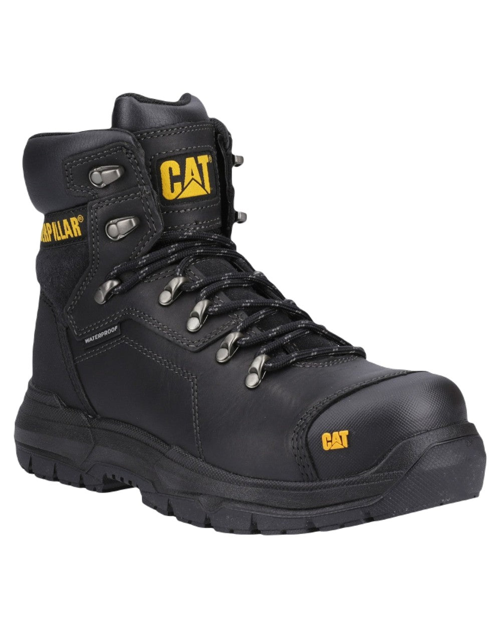 Black Coloured Caterpillar Diagnostic 2.0 Safety Boots on White Background
