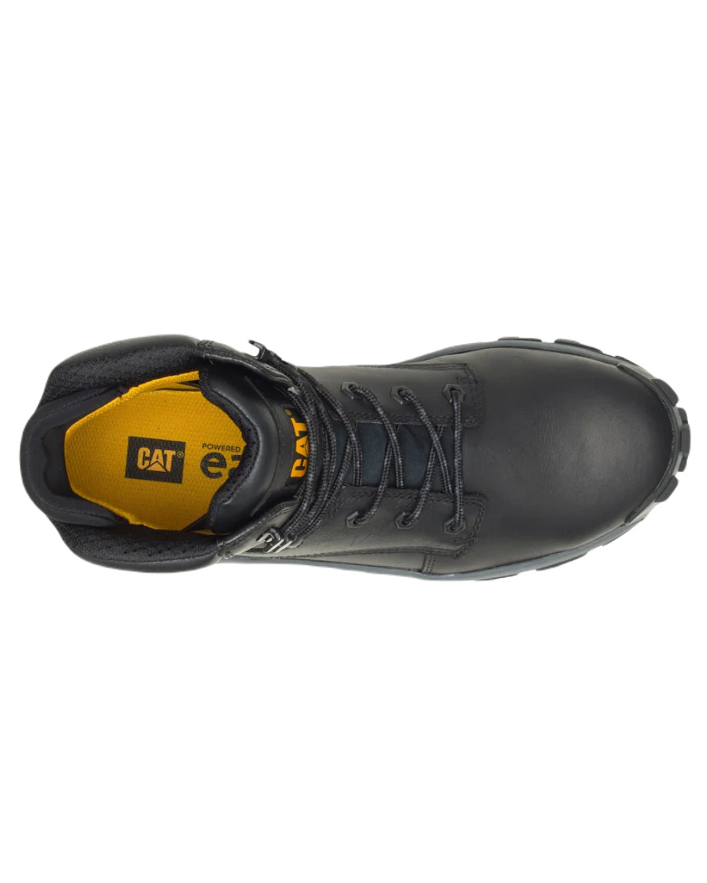 Black Coloured Caterpillar Invader Hiker Safety Boot On A White Background