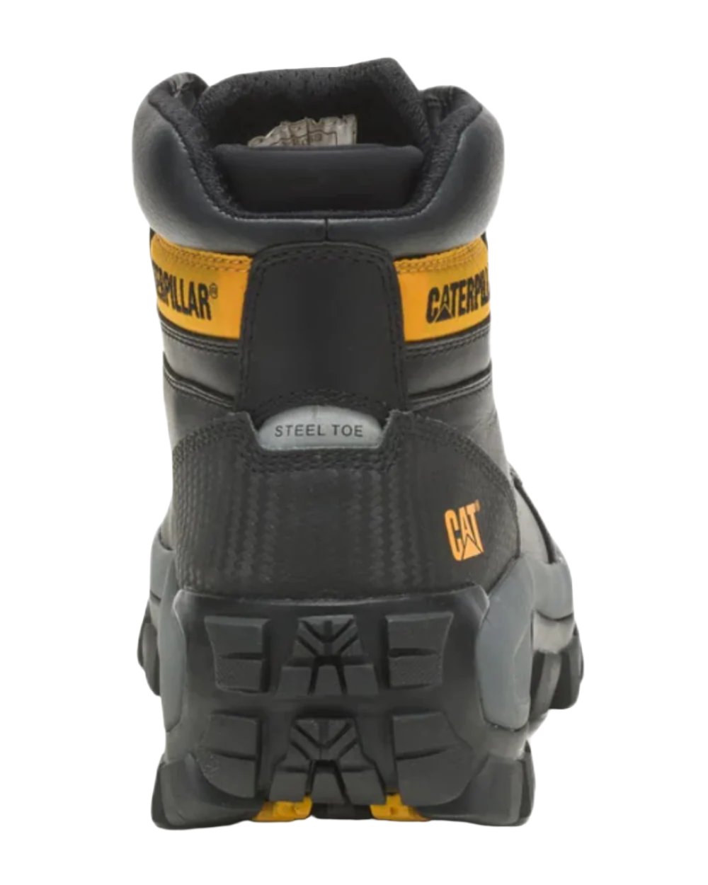 Black Coloured Caterpillar Invader Hiker Safety Boot On A White Background