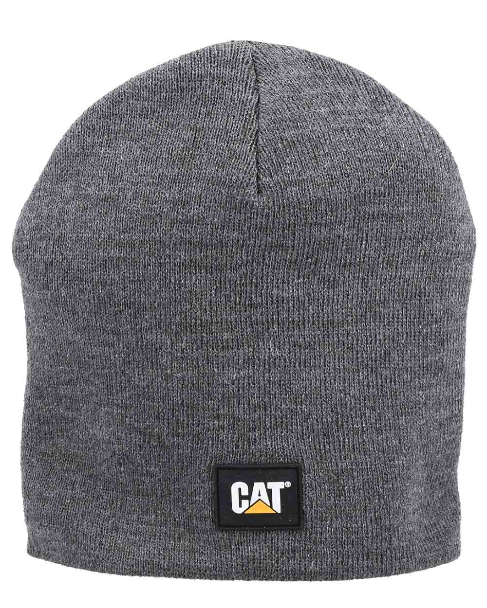 Dark Grey Coloured Caterpillar Logo Knit Cap On A White Background