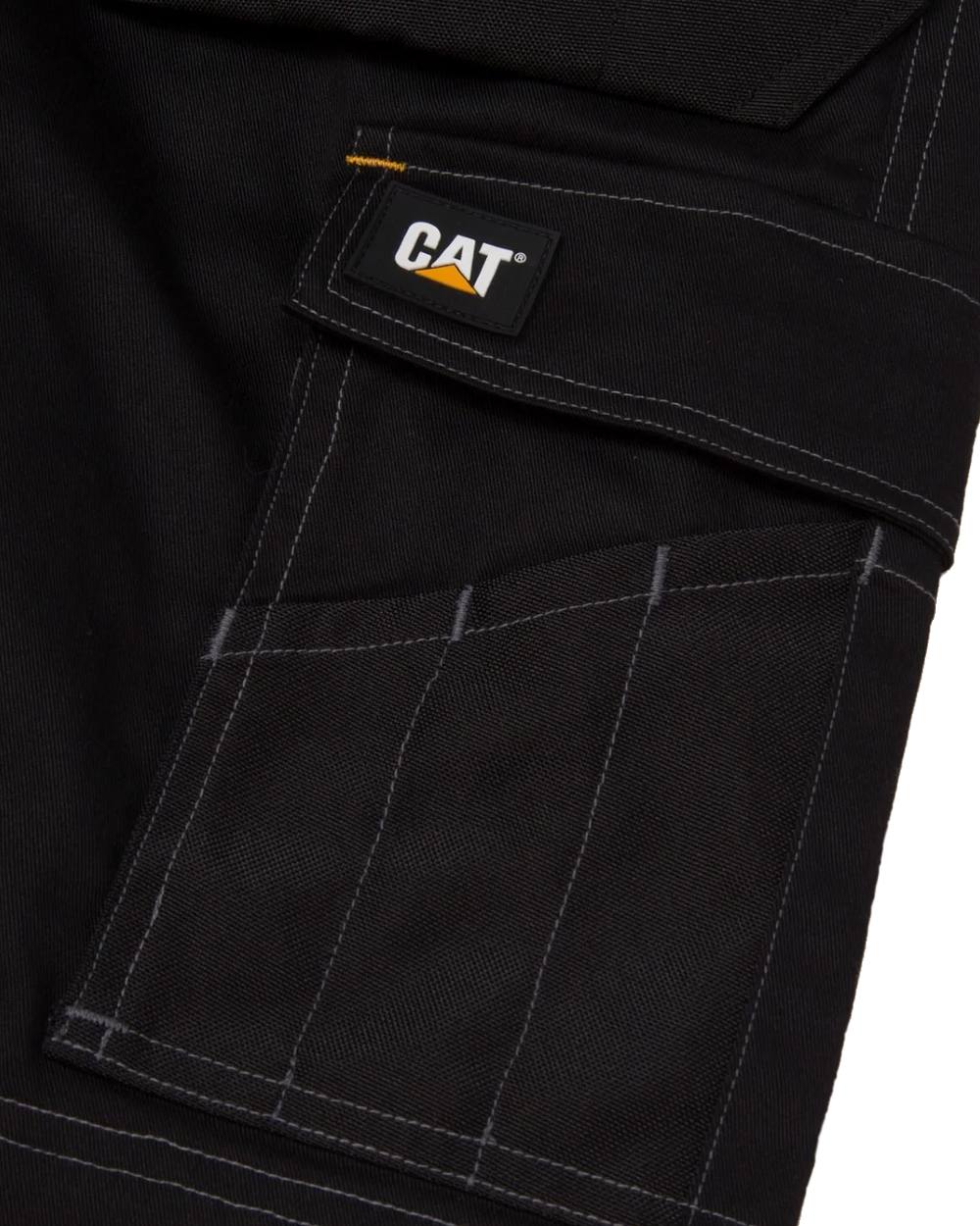 Black Coloured Caterpillar Mens Essential Stretch Holster Shorts on White Backgroud
