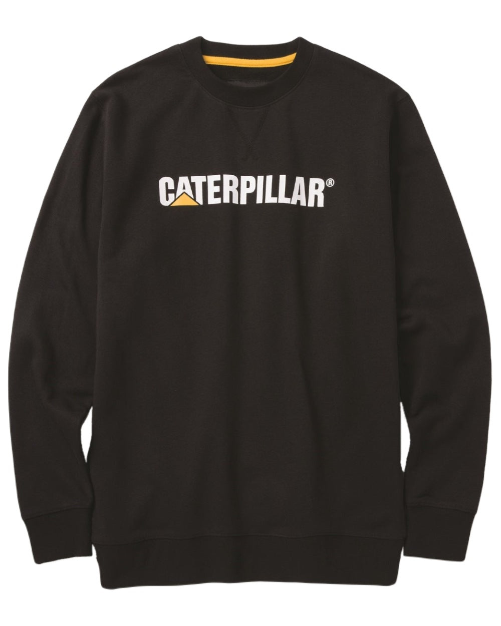 Black Coloured Caterpillar Mens Midweight Crewneck Sweatshirt on White Background