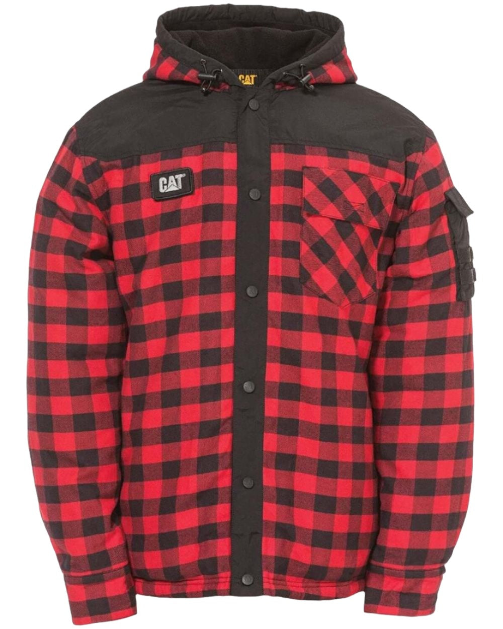 Red Coloured Caterpillar Sequoia Work Jacket On A White Background